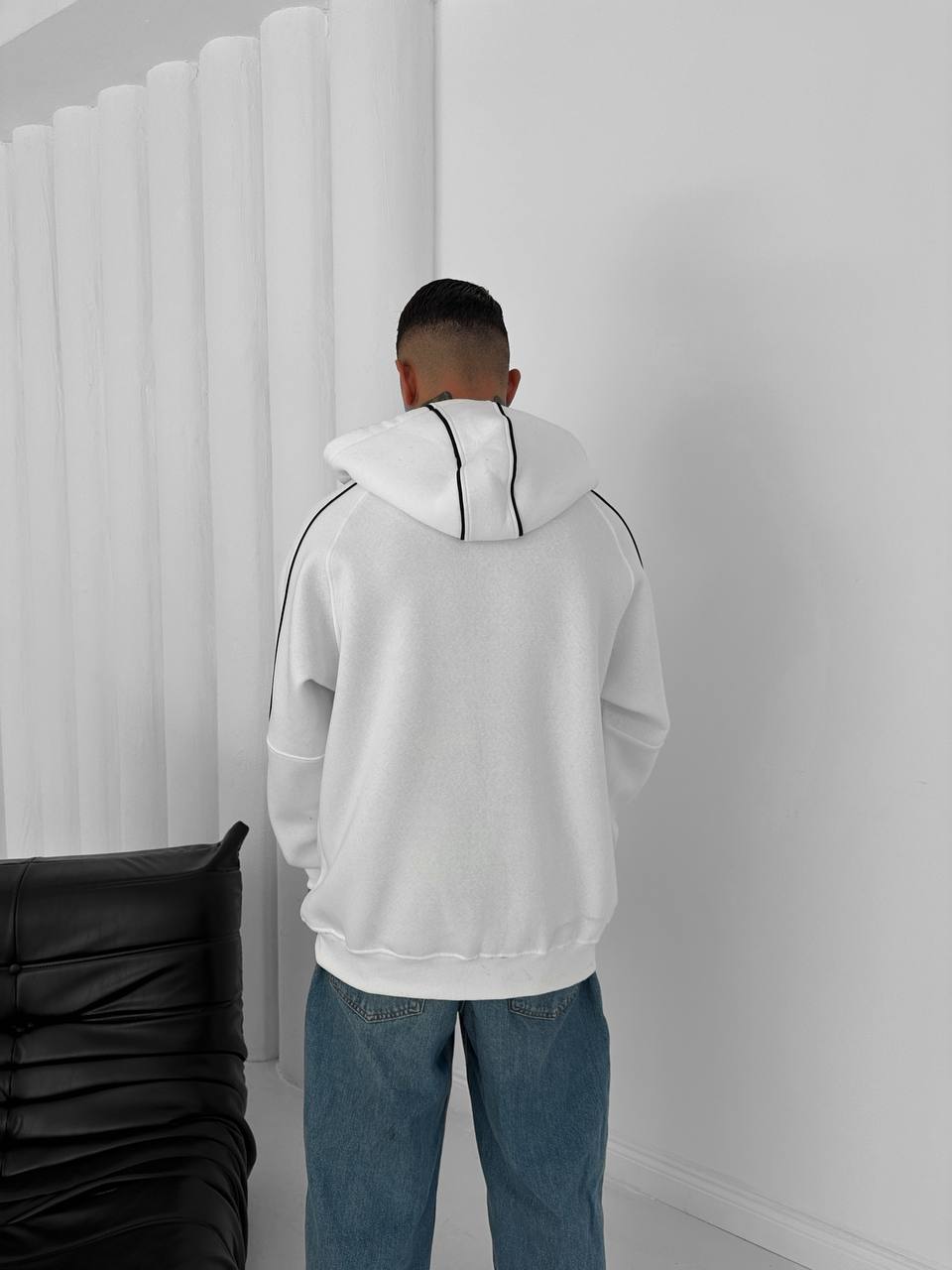 Biyeli Kapüşonlu Sweatshirt Hırka