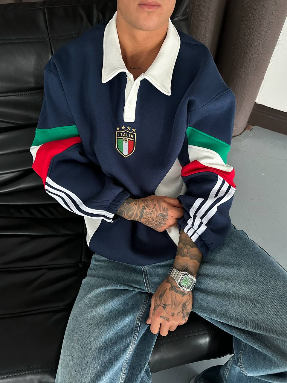 Italia Polo Yaka Sweatshirt