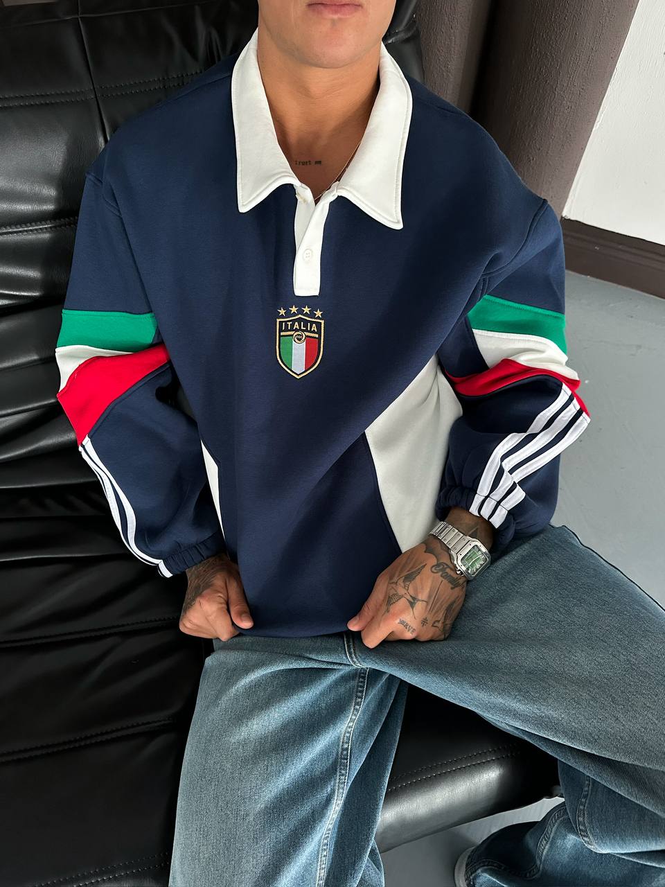 Italia Polo Yaka Sweatshirt