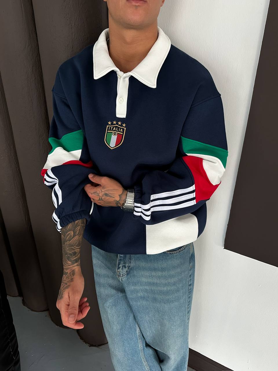 Italia Polo Yaka Sweatshirt